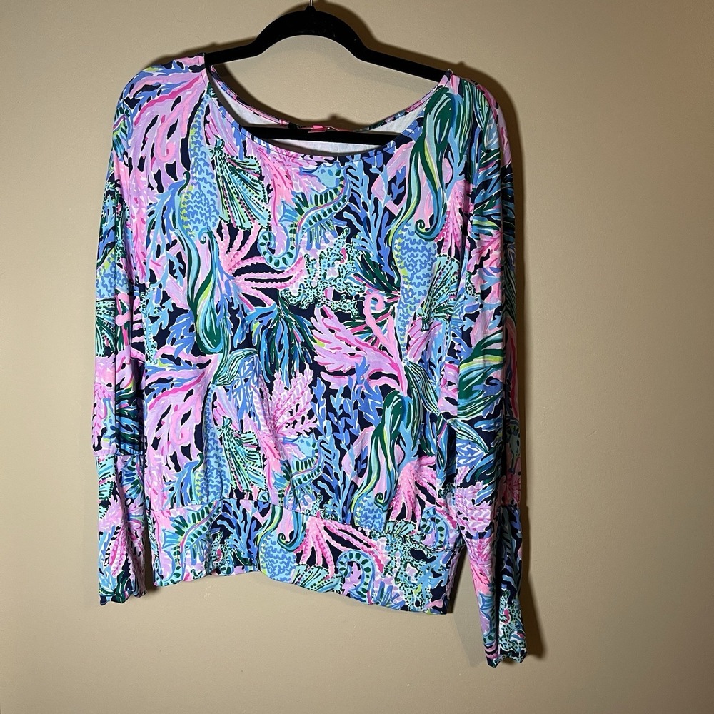 Lilly Pulitzer Elsa Top | High Tide Navy | Bringing Mermaid Back | Size Small